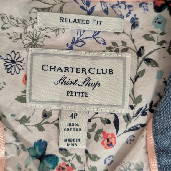 Charter Club Woman's Floral White Shirt - Picture 2 of 6